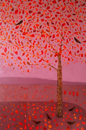 EBR0030 orange leaves.acrylic PLGX Y