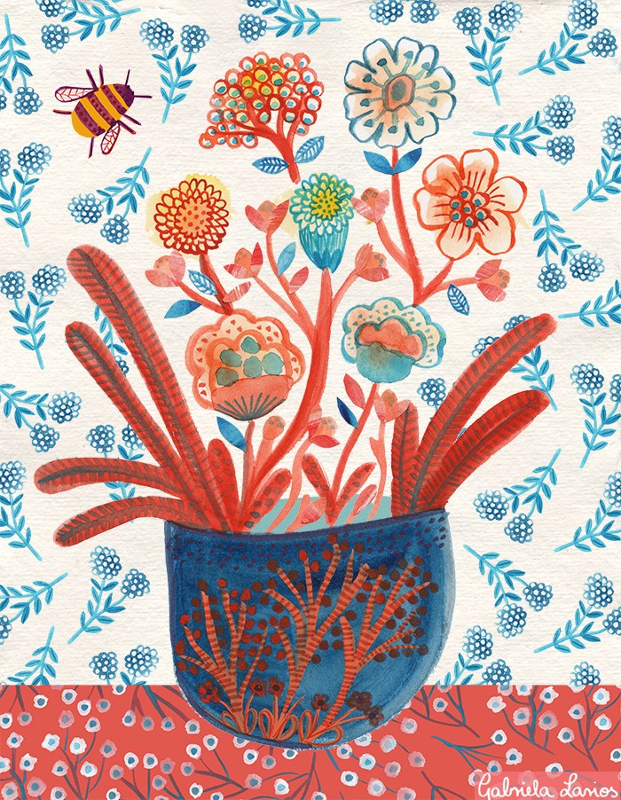 GLA0008 Pot of Flowers and bee TFHRA