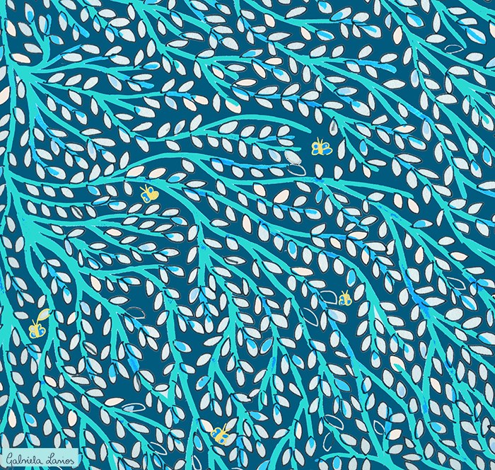 GLA0130 Blanchet Cottage Leaves Pattern TFHRA