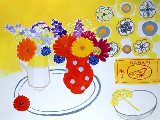 ASK0560 A YellowBirdAndSummerDaisiesTFHRA Y