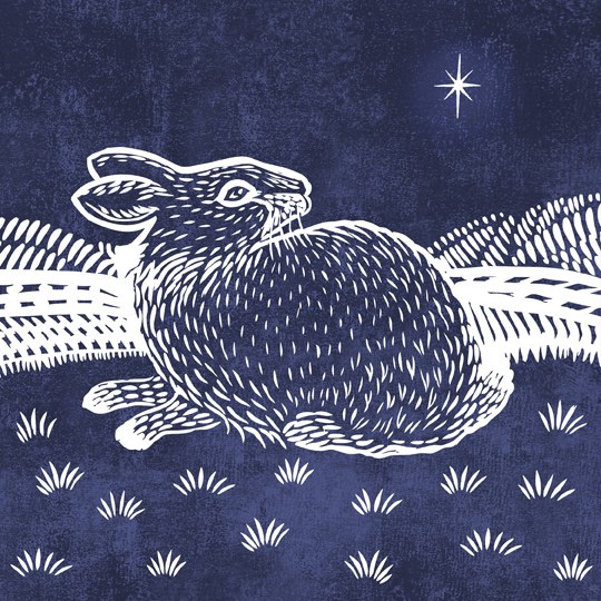 VG0847 Christmas rabbit lino PLGX