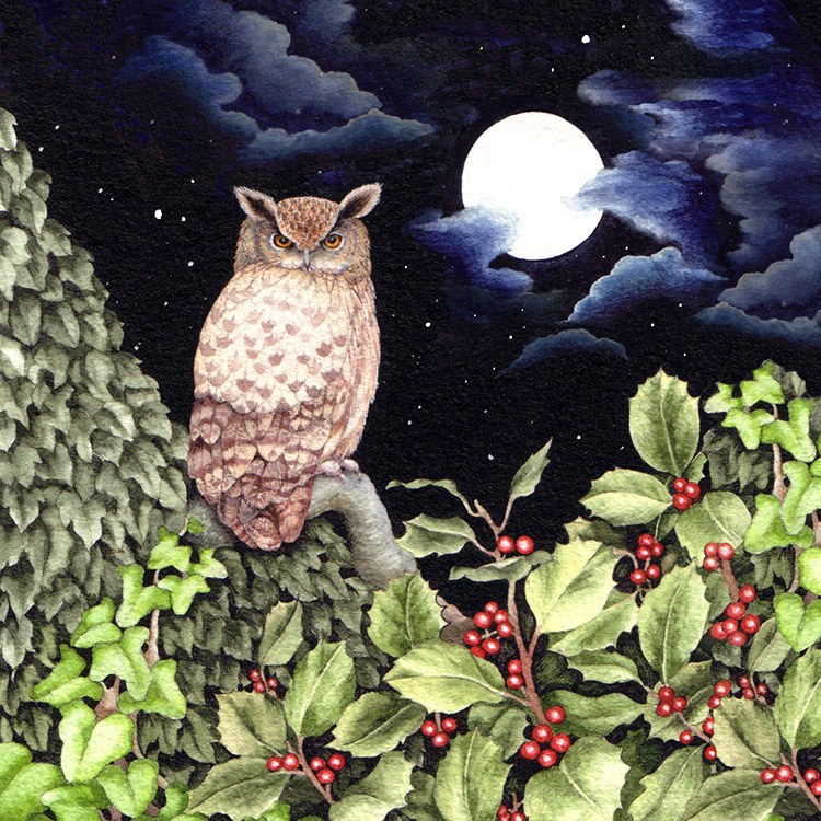 Valerie Greeley VG1101 TFHRA  B Winter moon with owl Square