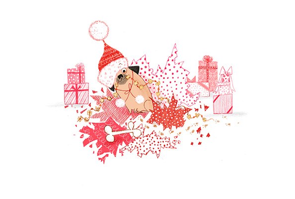AR ATS0490Christmas Pug PLGUSA Y