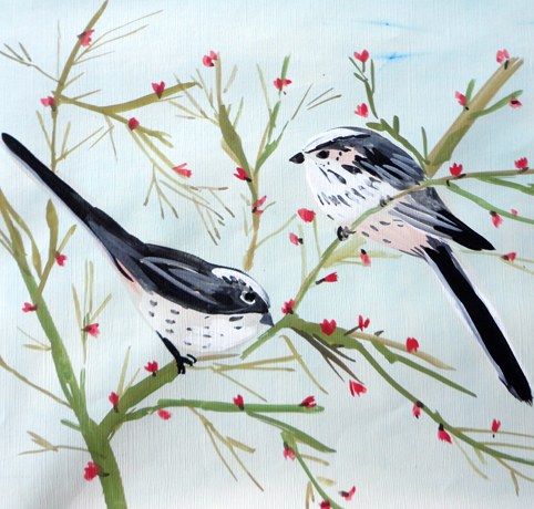 Sarah Campbell SCD0532 2 longtailed tits outside my window