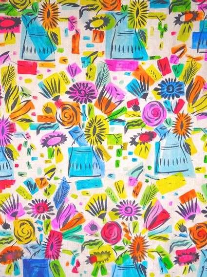 SCD0091 vases, stencilled and painted on cloth