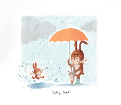 AR KRL0189 rabbits Rainy days.Colour AW