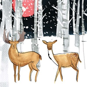 LMK0332 B xmaswoodlanddeerTFHRA Y