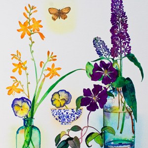 WIN0197 clematis and brown butterfly duplicatecode