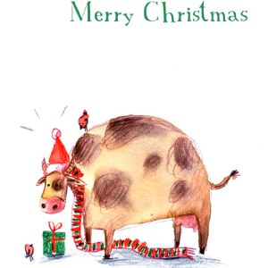 ELX0085 COW WITH PRESENT