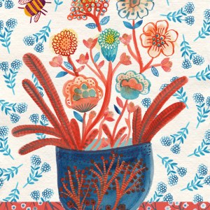 GLA0008 Pot of Flowers and bee TFHRA