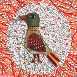 GLA0128 Folk Bird and Leaves TFHRA