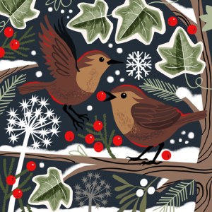 GMA0335 SNOW SPARROWS dk blue  2
