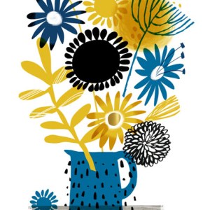 GMA0148 TALL BOUQUET IN BLUE SPOT JUG