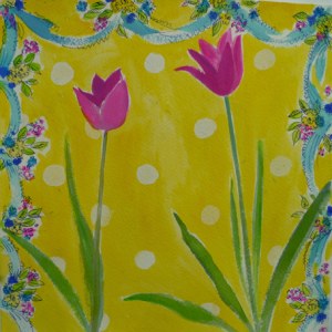 ASK0263yellow scarf and pink tulipsTFHRA Y