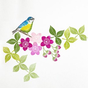 NUS0063 blue tit and cherry blossom GUKXWWNEX