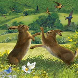 PAT0397British Wildlife 4 Boxing Hares