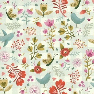 SZT0677 BIRD,FLORAL,CHECK