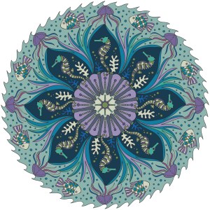 SZT0290 B B1 seahorse mandala blue