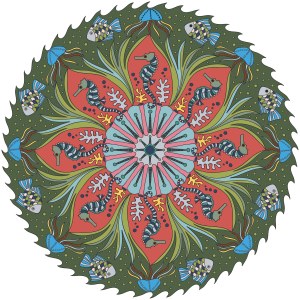 SZT0290 C B1 seahorse mandala green