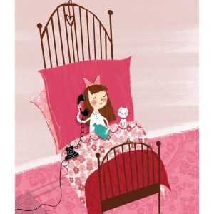 AR ATS0175Little girl in bed with cat