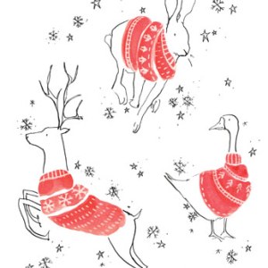 LMK0050christmasanimalssnowflakes1TFHRA Y