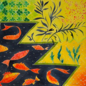 SCD0128 silk scarf, goldfish