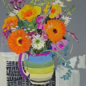 SCD0033 allotment flowers stripey jug