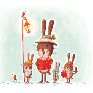 AR KRL0185 rabbits carol singing colour AW