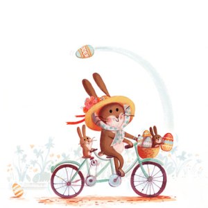 AR KRL0184 Rabbits Bike Ride Easter