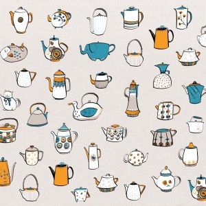 AR KRL0023 tea pots pattern