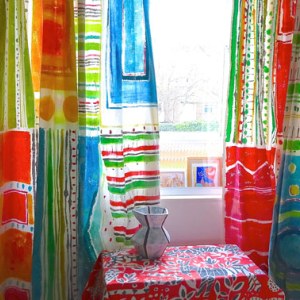 handpainted calico curtains