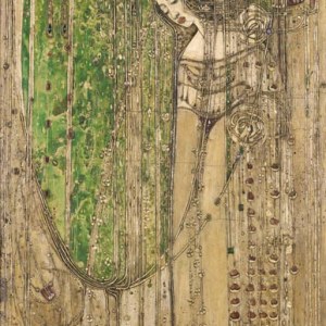 GLM E.2001.6. Gesso Panel Margaret Macdonald Willow tearooms