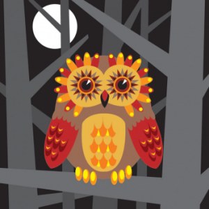 Patternistas SZC0114 Owl and full moon