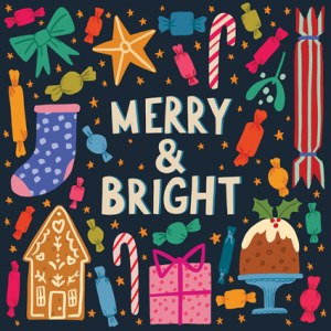 AR NSM0016 Christmas card   bright graphic merry and bright-Natalie Smillie