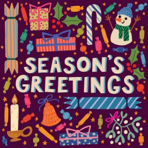 AR NSM0017 Christmas card   bright graphic seasons greetings-Natalie Smillie