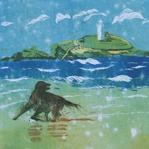DLE0009 A Dog on beach Diana Leadbetter