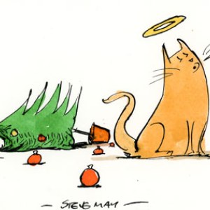 AR STM0045 Cat Xmas tree-Steve May